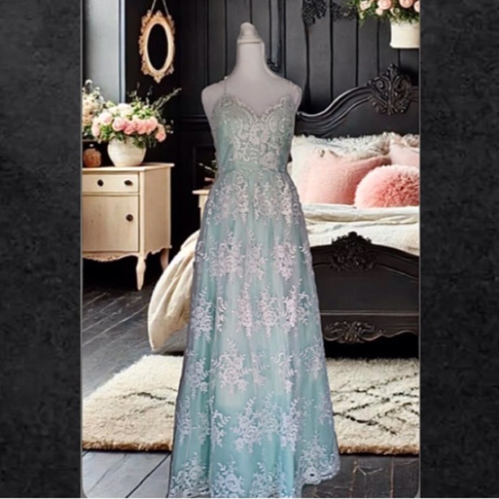 “Say Yes To The Prom Dress” Embroidered Mesh Formal Gown